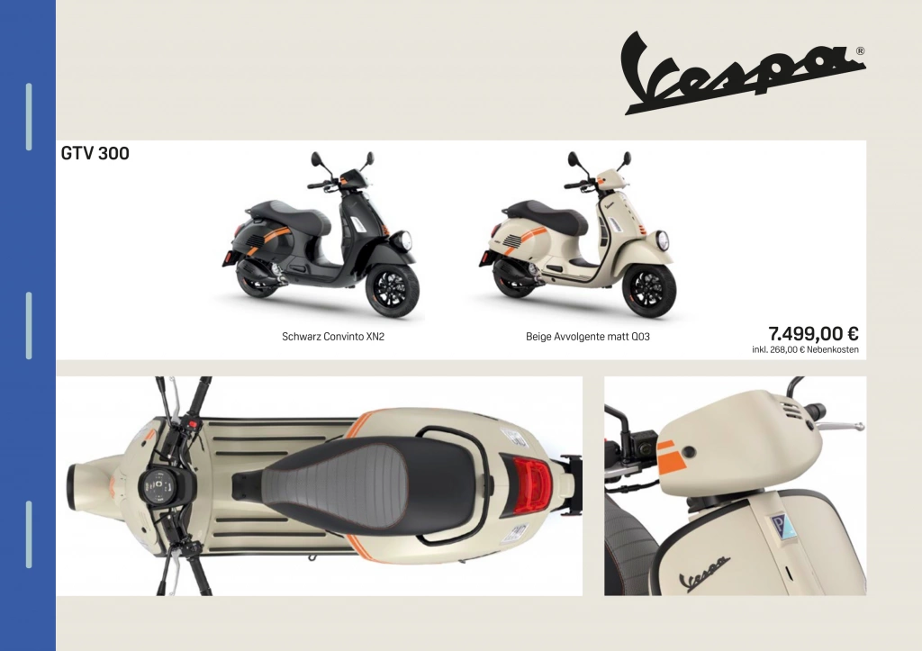 Neue Vespa Motorroller Preisliste & Farben ab April 2024